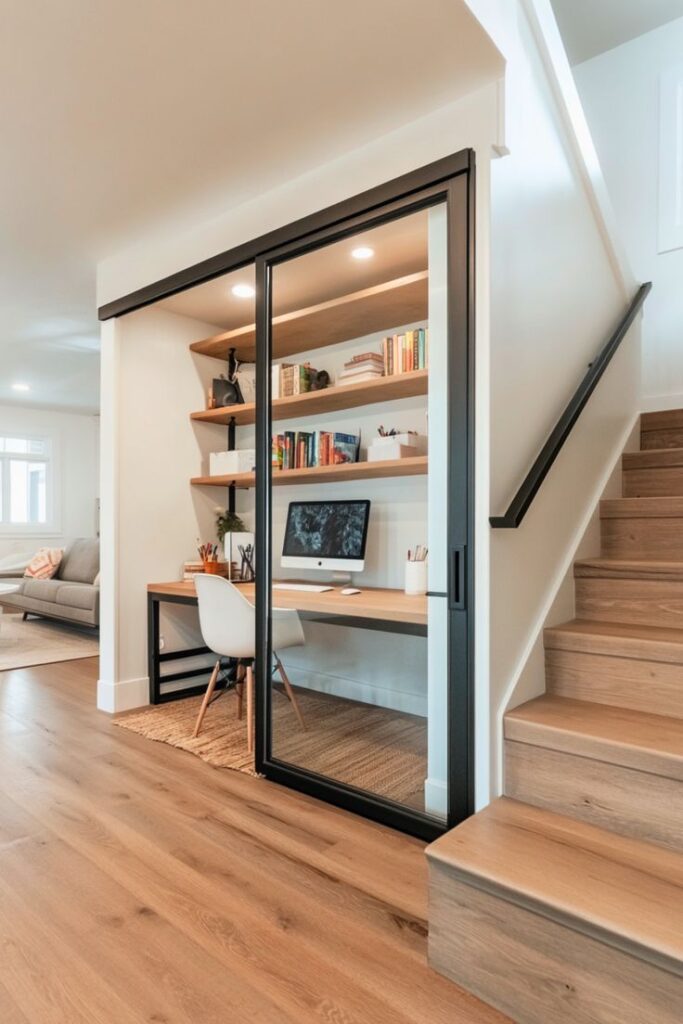 Create a Private Yet Open Under Stairs Study Nook